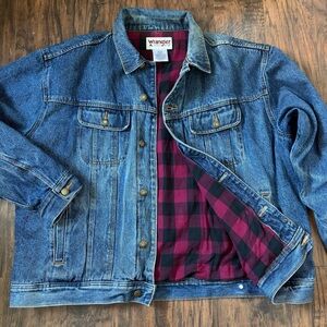 Vintage Wrangler Plaid Flannel Lined Denim Jacket